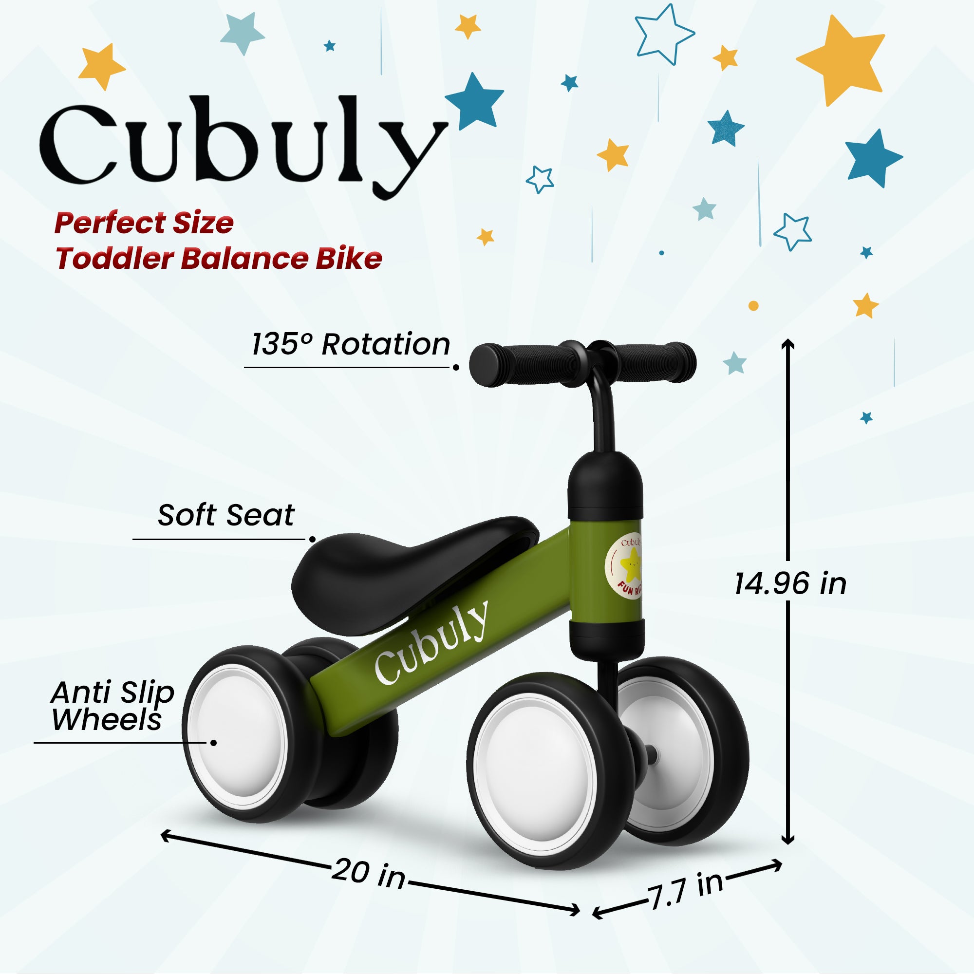 CUBULY Green Baby Balance Bike