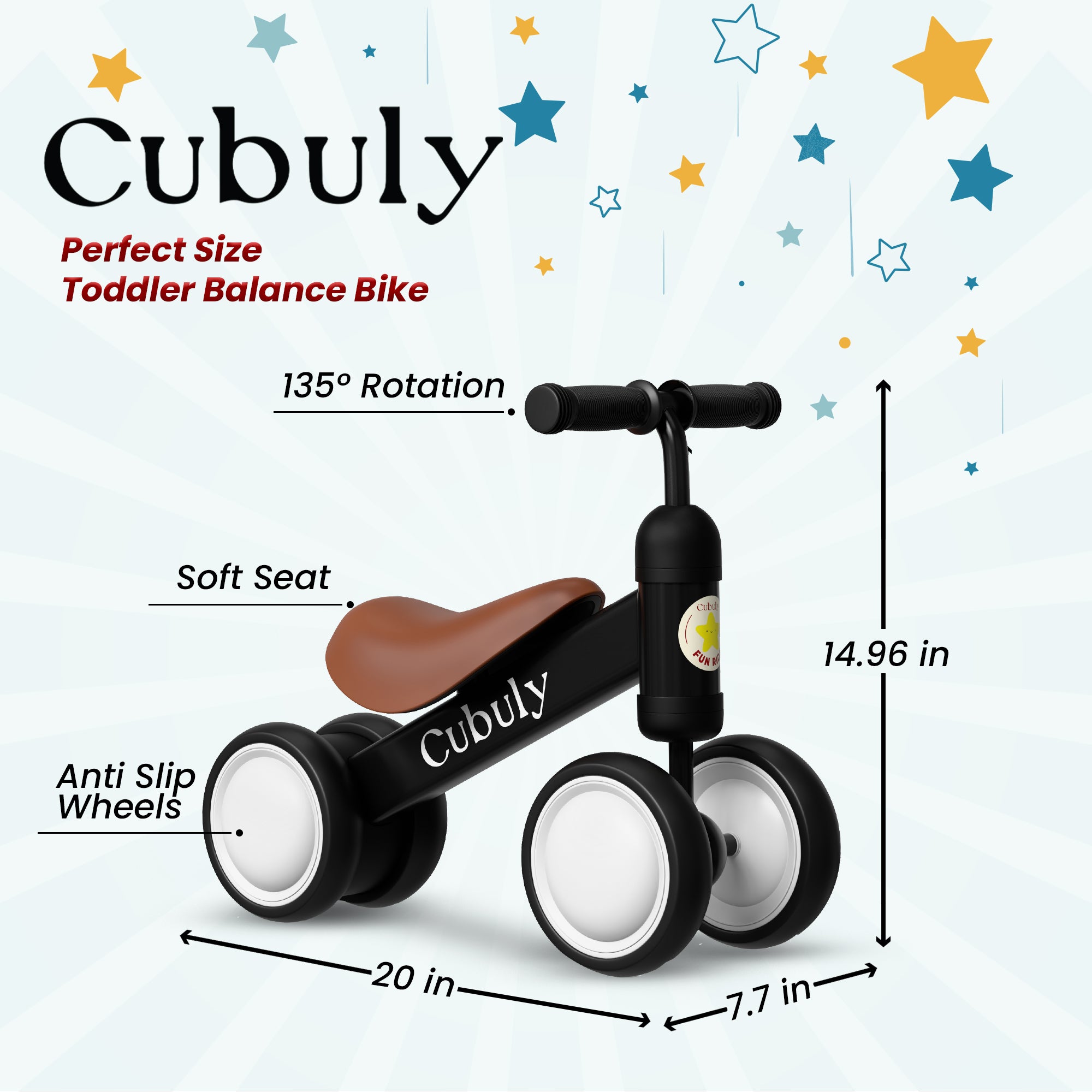 CUBULY Black Baby Balance Bike