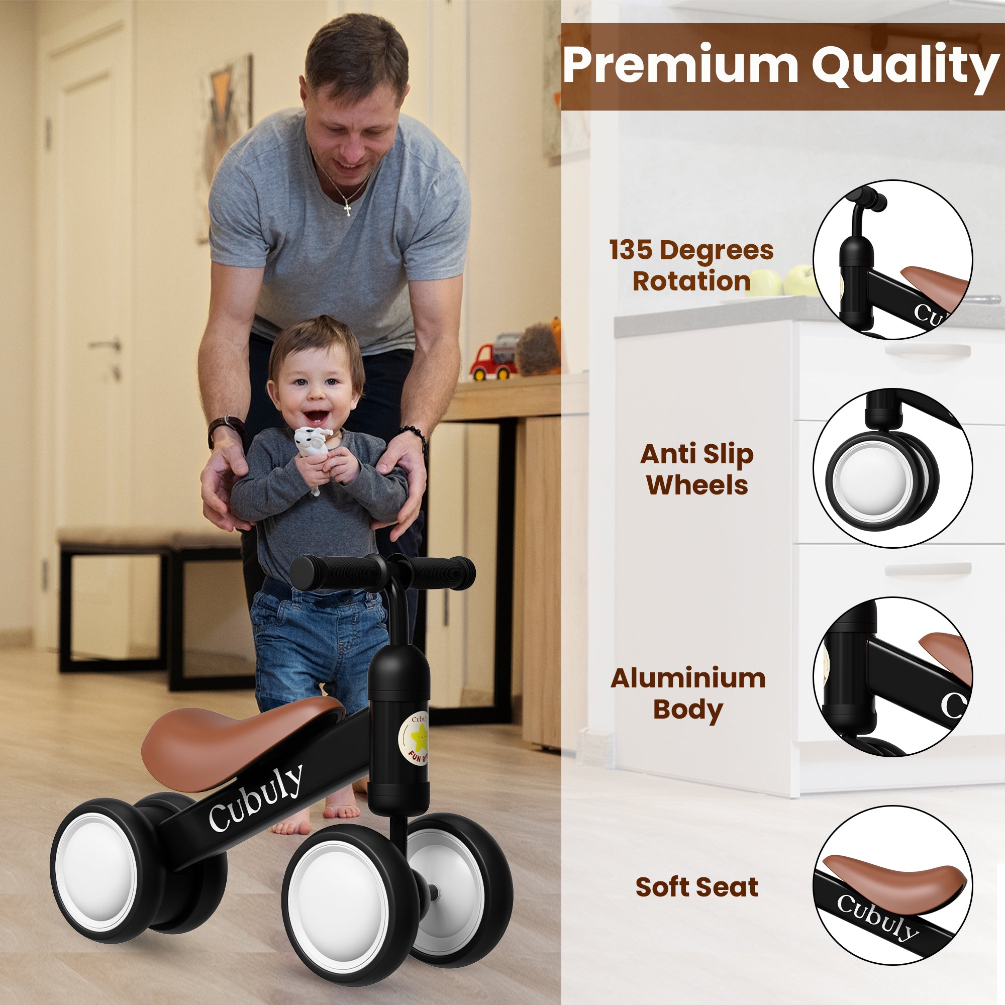 CUBULY Black Baby Balance Bike