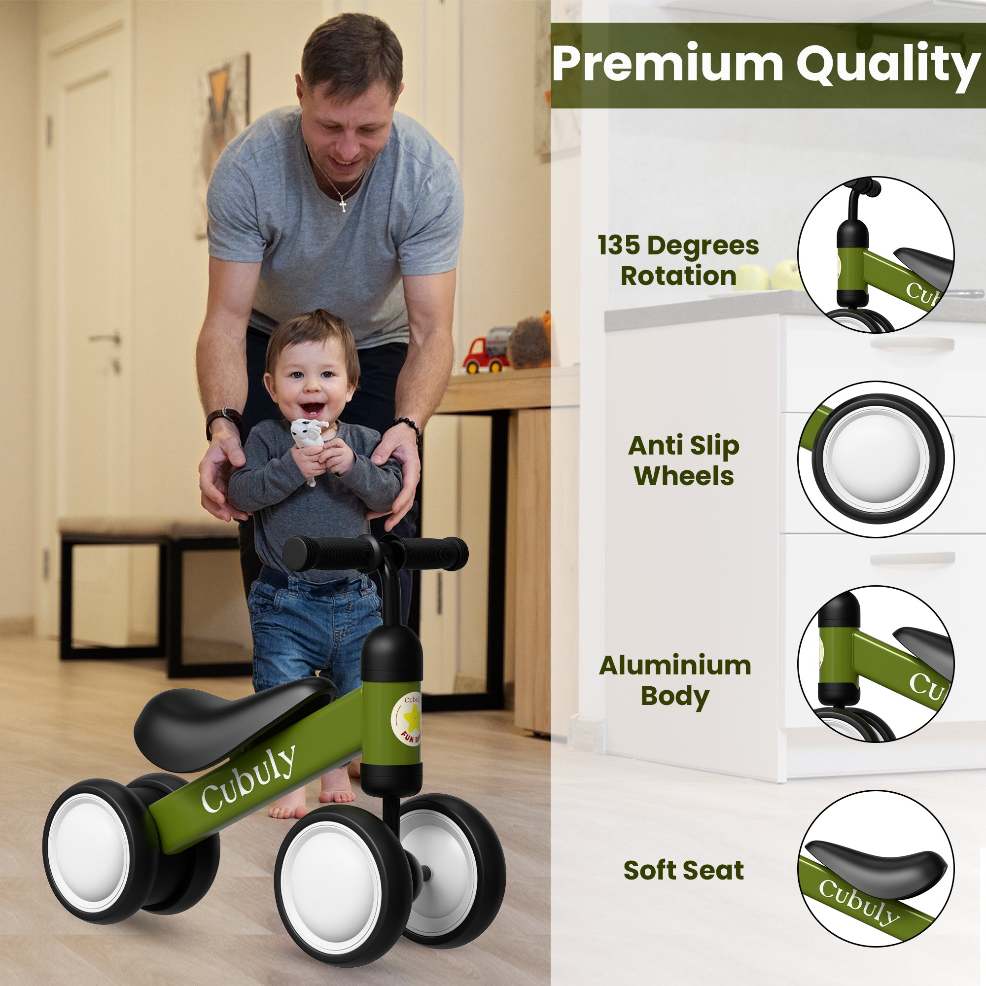 CUBULY Green Baby Balance Bike