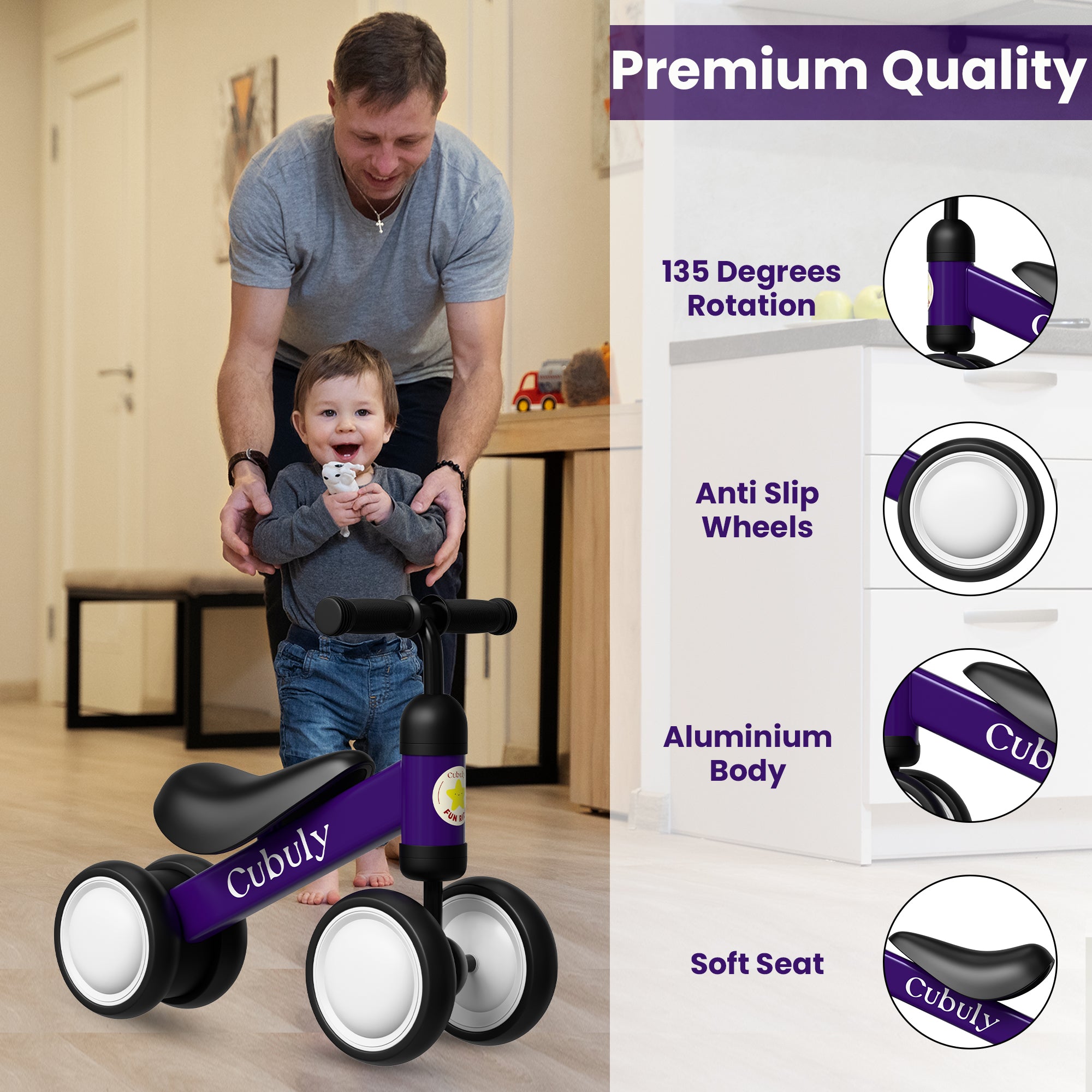 CUBULY Purple Baby Balance Bike