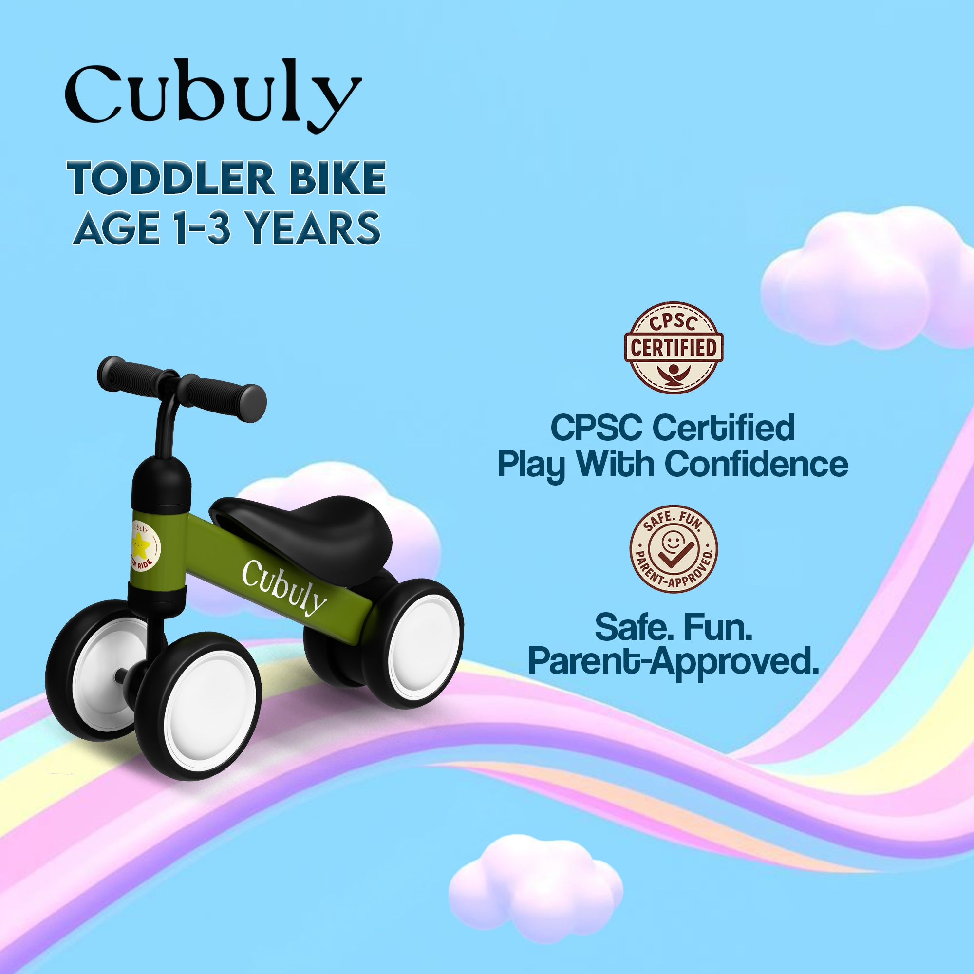 CUBULY Green Baby Balance Bike