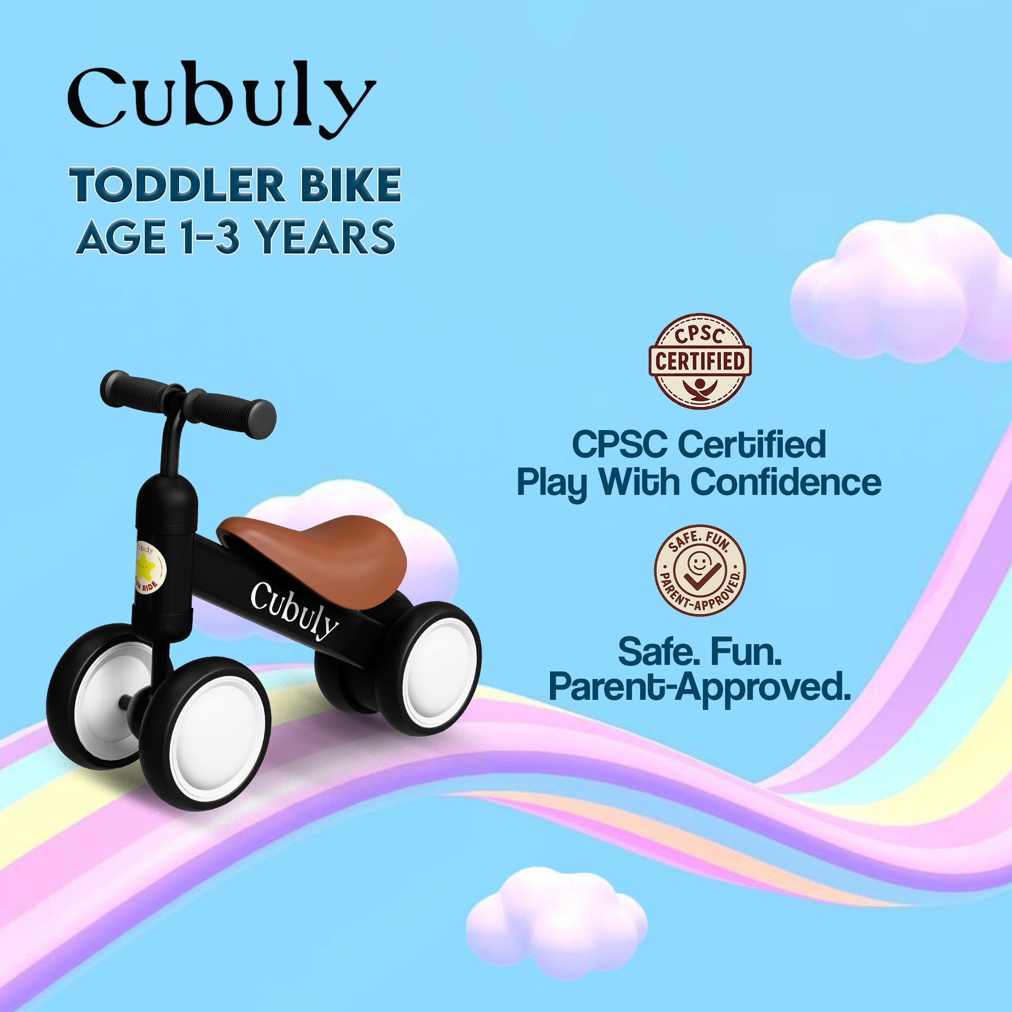 CUBULY Black Baby Balance Bike