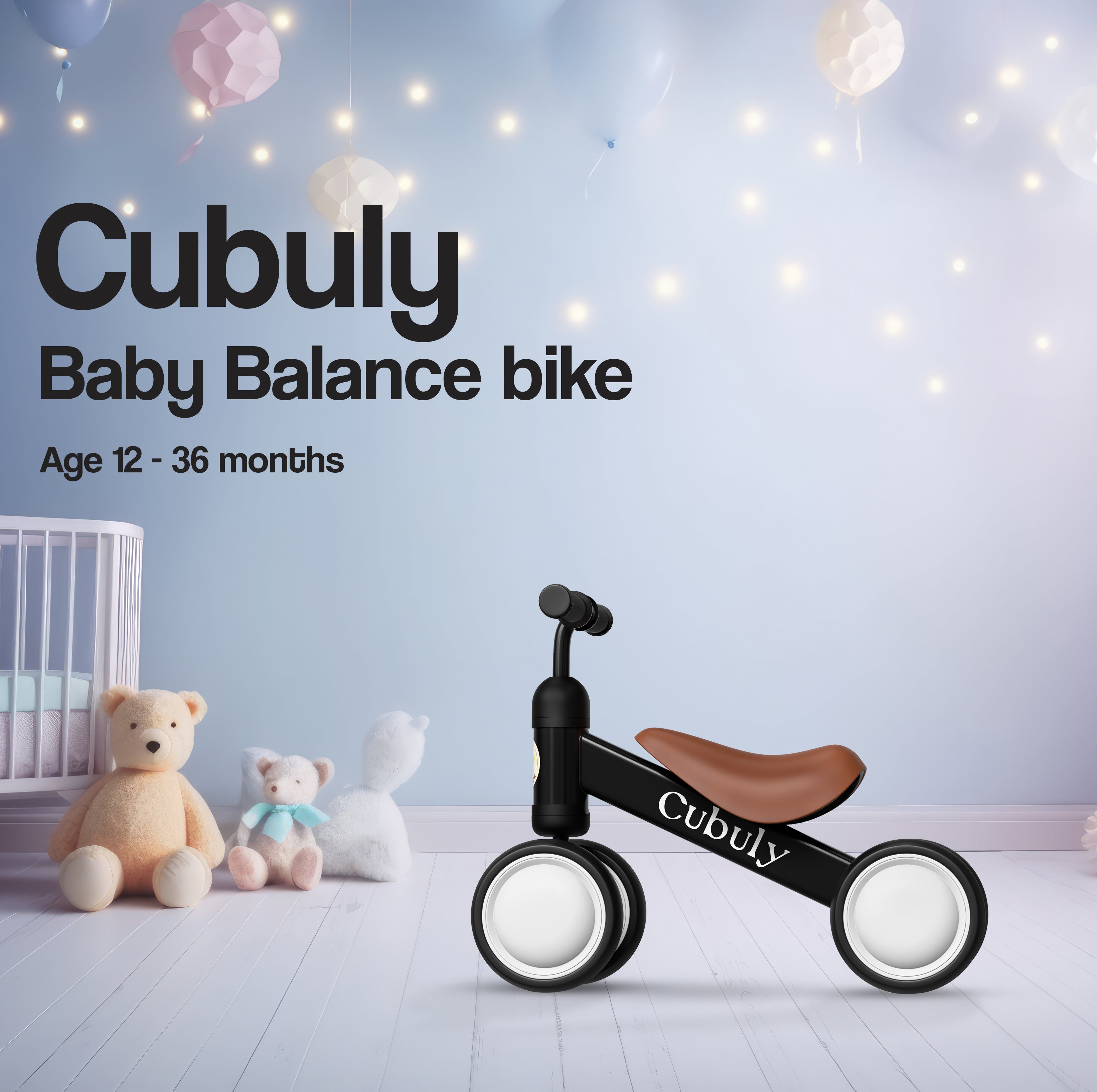 CUBULY Black Baby Balance Bike
