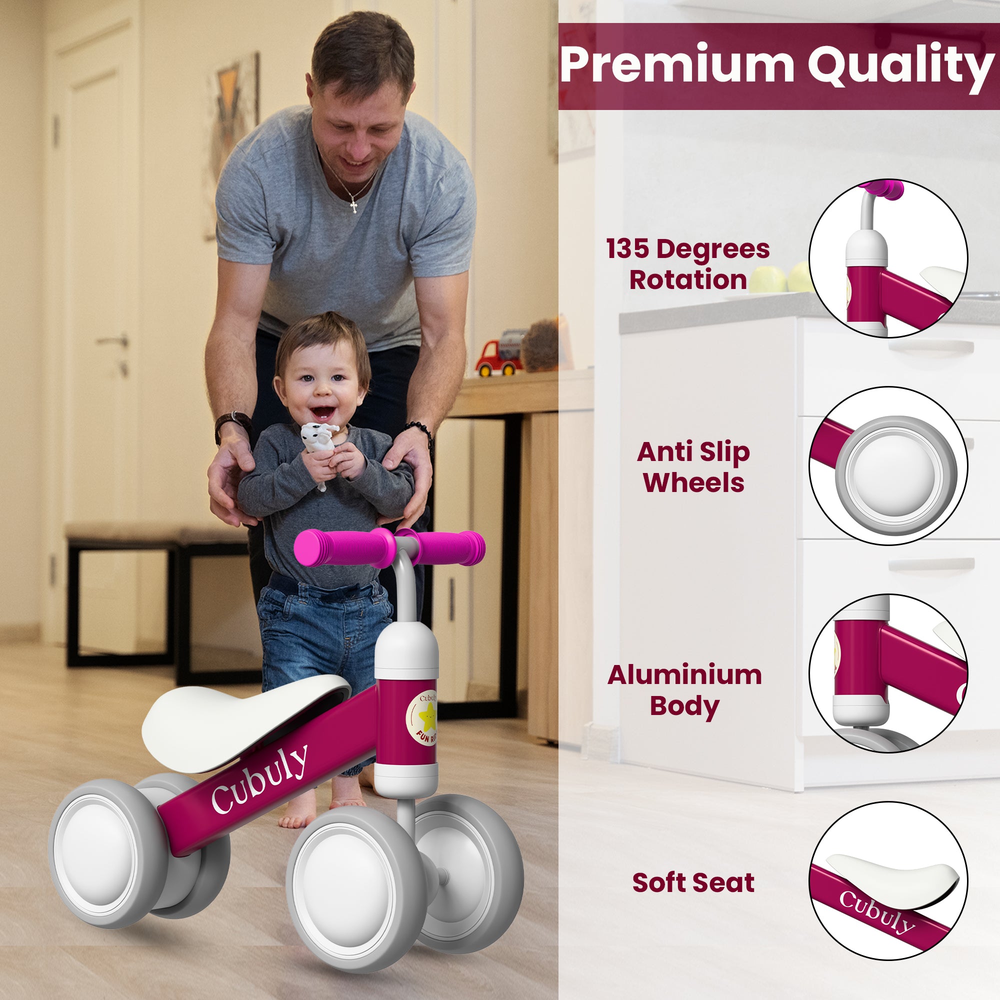 CUBULY Pink Baby Balance Bike